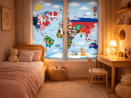 Chambre d'enfant avec mappemonde