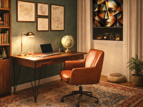 Bureau vue sur une oeuvre d'art