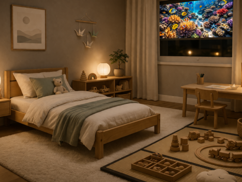 Chambre d'enfant avec vue sur l'océan