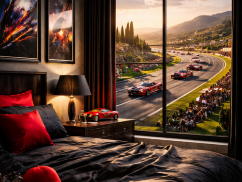 Vue sur une course automobile