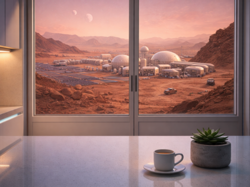 Vue sur la planète mars