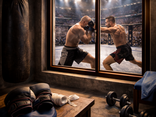 Vue sur un match de boxe