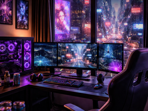 Vue sur la cité néon