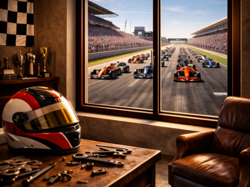 Vue sur un départ de formule 1