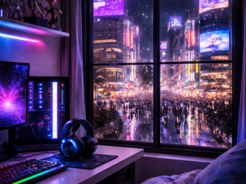 Vue sur la ville cyber punk