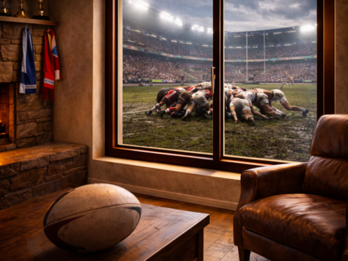 Vue sur un match de rugby