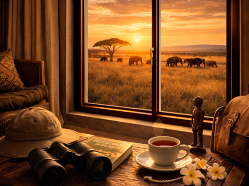 Vue sur un safari avec des éléphants