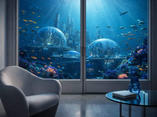 Vue sur une ville sous marine